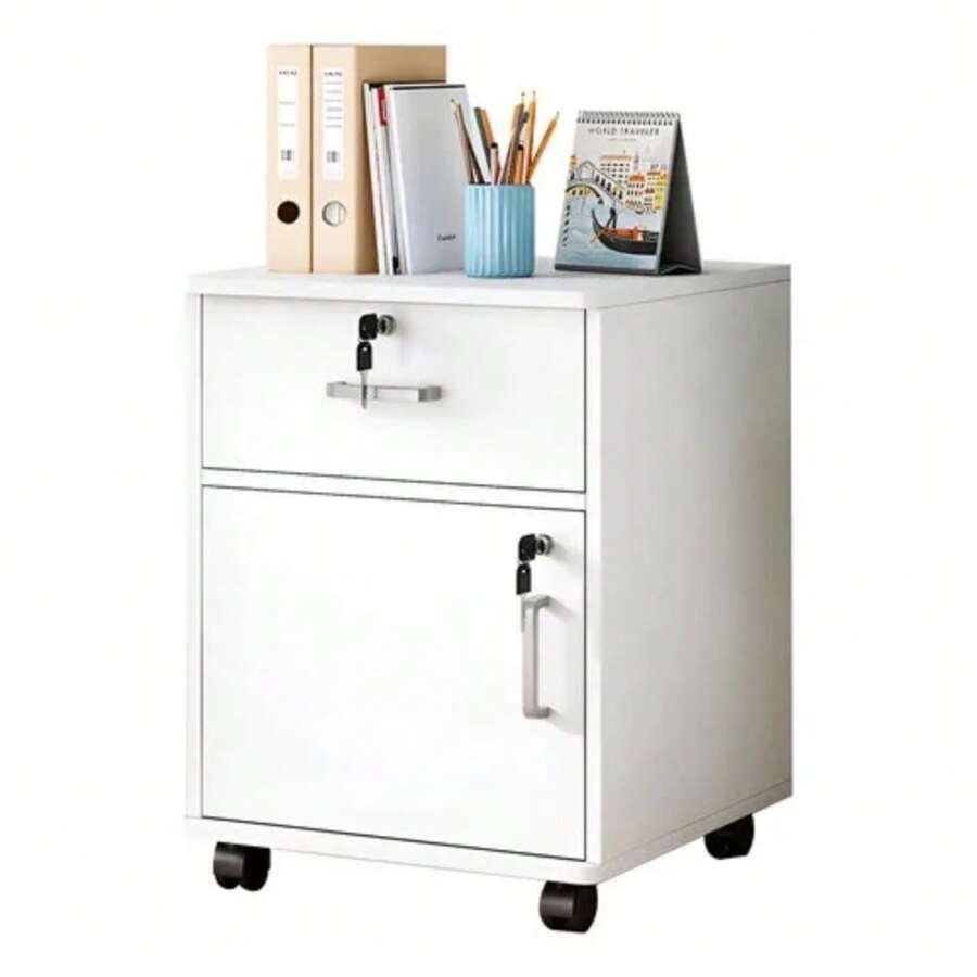 Archivero Para Oficina De Madera Con Cajón Con Cerradura - Multicolor - Ver 1
