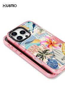 1 pieza Funda protectora de teléfono de material TPU transparente a prueba de golpes con diseño de moda de verano de playa, árbol de coco, tabla de surf y flor tropical, con protección para la protuberancia de la cámara, se puede dar como regalo de vacaciones a parejas y amigos, compatible con teléfonos Apple Xs/Xsmax/Xr/11 12 13 14 15 16pro/Promax/14 15 16plus, 17promax. - Multicolor - Ver 5