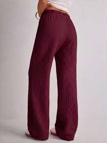 Pantalones versátiles de uso diario con diseño de patchwork de colores para mujer - Burdeos - Ver 3