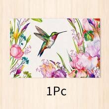 1pc Bird And Flower Placemat, Breakfast Mat, Coffee Mat, Coaster Set, Bowl And Plate Mat, Home Decor, Kitchen Accessory, Easy To Clean Placemat, Suitable For Home, Kitchen, Dining Room Table Decor, Holiday Gift, Multi-Piece Combination Pack, Linen Placemat - Multicolor - View 11