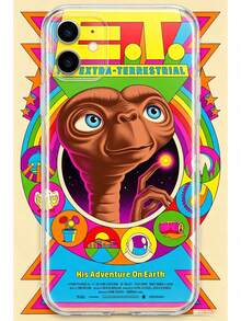 Funda para Teléfono con Diseño Retro de E.T. El Extraterrestre | Arte de películas de ciencia ficción de los 80, Suitable for Apple phone cases, compatible with iPhone 17 Pro/Pro Max, 16 Plus/17E, 15, 14, 13, 12, 11,  S26, S25, S24, S20, S21, S22, S23, A33, A56, Pixel 10, 9, 8 and moto; Fundas para teléfonos elegantes, enviadas localmente - Multicolor - Ver 1