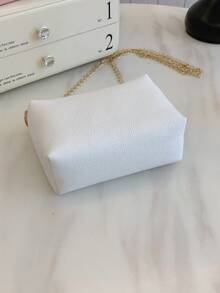 Bolso de hombro minimalista de unicolor con cierre de cremallera, bolso bandolera de tela PU con decoración de lazo, mochila pequeña ligera, monedero, adecuado para uso diario - A - Ver 8