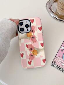 Capa de Telefone Ins Sweet Cool Fashion Glasses Duck Compatível com Apple 17ProMax IPhone17Air/16Pro Niche Fofo 15/14/13/12/11 Cobertura Total Anti-Queda Estilo Coreano Feminino Desenho Animado Filme Capa Protetora 2-Em-1 - Invólucro de filme 2 em 1 - Visão 2