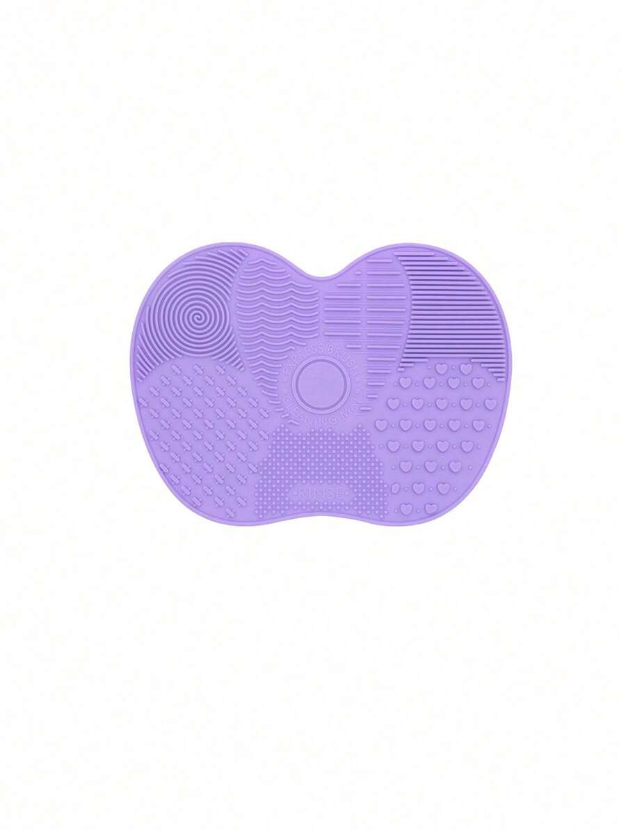 Silicone Makeup Brush Cleaning Mat With Suction Cup, Portable Makeup Brush Cleaning Tool, Apple-Shaped Silicone Makeup Brush Cleaning Pad - 紫色 1 件 - 查看 1