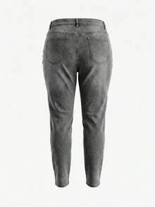 Y2K High Waist Stretchy Skinny Sexy Jeans For Plus Size Women Casual Spring - Dark Grey - View 11