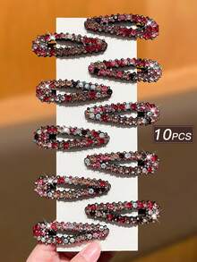 10pcs Women's Hair Clips, Exquisite And Gorgeous, Sparkling Rhinestone, Water Drop Shaped BB Clips, Suitable For Bangs And Side Fixing, Suitable For Holiday Parties, Evening Banquets, Women's Hair Accessories, Gift Recommendation,Hair Slide - Multicolor - View 8