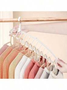 3pcs/6pcs Set, 11-Tier Multicolor Foldable Clothes Hanger, Multi-Functional Non-Slip Plastic Hanging System For Wardrobe And Portable Closet, Increases Enclosed Storage Capacity By 3.2 Cubic Feet, Lightweight, Suitable For Bedroom, Storage Rack, Home Organization Shelf - View 3