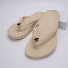 Unisex Arch Support Solid Color Beach Flip Flops Neutral Vacation Beach Home Spring Summer Autumn - Khaki-black Diamond Shoe Flower - View 15