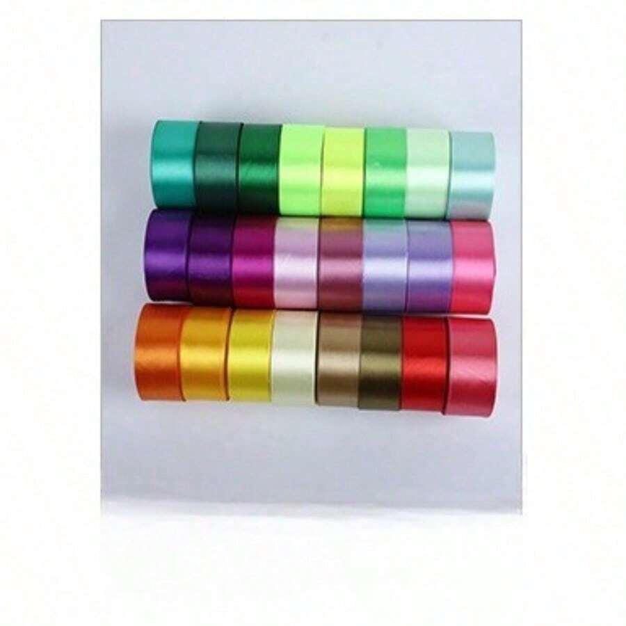 Ruy băng đóng gói bánh 2cm rộng 22m dài, ruy băng thắt nơ, ruy băng bóng bay, ruy băng đám cưới, ruy băng hộp quà, ruy băng dệt jacquard polyester - Dây màu xanh huỳnh quang số 57, dài 22 mét/cuộn. - Xem 1