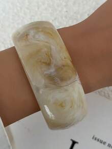 Geometric Square Asymmetrical Transparent Resin Bangle Alloy Bracelet Women's Jewelry - Multicolor F - View 3