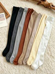 8 Pairs Children's Simple All-Match Solid Color Tight Leggings, Neutral Colors, Versatile Transition Season Leggings For Spring, Autumn And All Seasons, Suitable For Children Aged 1-12 Years - Multicolor - View 16