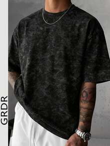 GRDR Men's Solid Color Washed Short Sleeve T-Shirt, Comfortable And Breathable For Summer Wear - Black - View 1