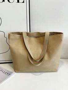 Minimalist Printed Canvas Tote Bag - Multicolor - View 8