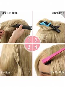 12 Piece Hair Styling Set, Including Rat Tail Combs, Alligator Hair Clips, Dual Edge Brush, Mini Rubber Bands And Braiding Comb, Delicate Color - Multicolor - View 6