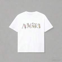 Pack Playeras  Estilo Urbano, Estampado Logo "" con Diseño Floral en Negro y Blanco, 100% Algodón Transpirable y Holgado, Estética Streetwear - Blanco - Ver 1