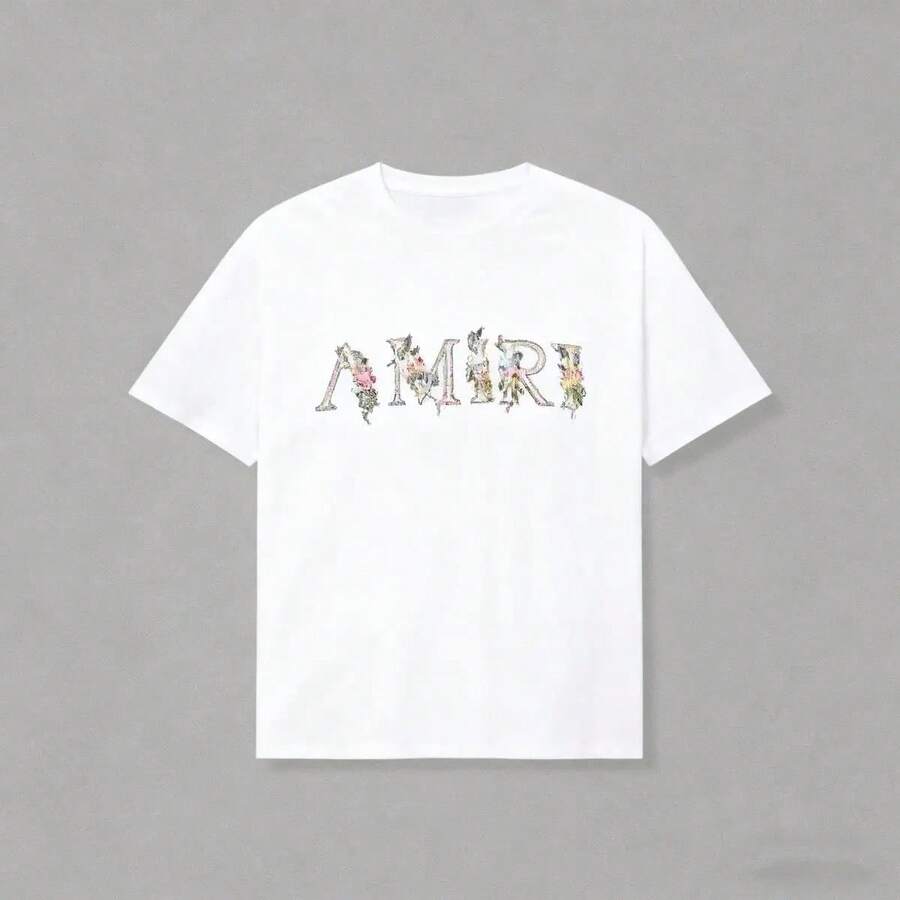 Pack Playeras Estilo Urbano, Estampado Logo "" con Diseño Floral en Negro y Blanco, 100% Algodón Transpirable y Holgado, Estética Streetwear - Blanco - Ver 1