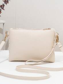 Bolsa de playa con correa para la muñeca, monedero, bolso bandolera para mujer, nuevo bolso pequeño versátil para el hombro a la , bolso cuadrado dulce para primavera/verano, playa - Beis 6 - Ver 6