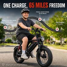 WIND HORSE 16" Tire Electric Bike With 750W Powerful Motor For Teens, 20MPH, 65 Miles Range,48V Removable Battery,5 Riding Modes,Full Suspension All-Terrain E-Bike For Teens - Black - View 1