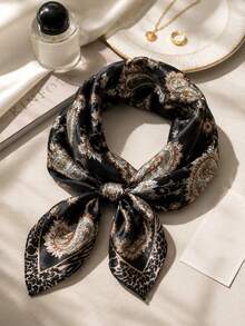 1pc Men's Fashion Paisley Animal Texture Pattern 70cm Square Scarf Bandana Suitable For Party, Date, Daily Outing, Travel, Beach Vacation - Multicolor - View 4
