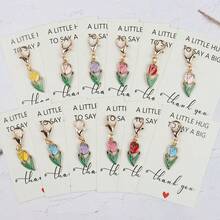 6pcs/12pcs Tulip Keychain With Thank You Card, Ideal Gift For Birthday, Wedding, Teacher's Day, Anniversary, Party, Thanksgiving, And Perfect Choice For Friends - Multicolor - View 9