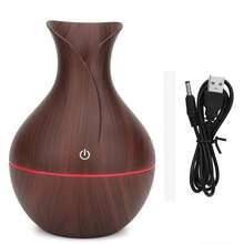 Difusor de Aceites Esenciales, 130ml, Difusor Ultrasónico USB LED, Humidificador de Aceites Esenciales con 7 colores, Humidificador Portátil de Vapor Frío para Hogar y Oficina.Veta de madera oscura - Veta de madera oscura - Ver 8