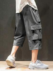 Men's 7/8 Length Casual Work Pants, Plus Size - 深灰色 - 查看 3