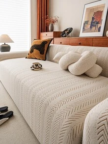 1 buah Sarung Sofa Bulu Domba Warna Polos, Pelindung Sofa Multifungsi yang Menutupi Seluruh Bagian, Sarung Sofa Dekorasi Liburan, Sarung Sofa Elastisitas Tinggi Serbaguna, Ramah Hewan Peliharaan, Tahan Kotoran, Tahan Lama, Dapat Dicuci dengan Mesin, untuk Sofa 1/2/3/4 Dudukan - Khaki - View 6