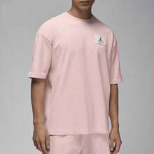 Nike Jordan Flight Essentials Logo-Embellished Stylish And Comfortable Crew Neck Casual Pullover Short-Sleeved T-Shirt For Men, Pink. - Pink - View 2