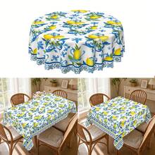 1pc Lemon Print Tablecloth, Suitable For Holidays, Parties, Birthdays, Dinner Parties, Restaurant Table Decor, All Seasons, Home Decor - Multicolor - View 1