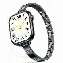 1pc Luxury Black Cross-Shaped Metal Chain Watch Band, Women's Thin Bracelet Style Watch Strap, Compatible With Apple Watch 38/40/41/42/44/45/46/49mm Series 11/10/9/8/7/SE/6/5/4/2/1 - Black - View 5