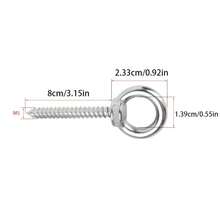 4 Heavy-Duty 304 Stainless Steel Self-Tapping Eye Bolts, Silver Eye Hooks, Metal Ceiling Hooks, M5x80 Thread - Suitable Cork Crafts, Wooden Picture Frame Hanging, Ceiling Hook Installation, Wood Connection And Fastening, And Wire - Silver Stainless Steel 4-piece Pack - View 6