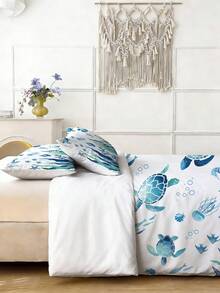 Set Sprei Motif Penyu Laut 3 Buah (1 Selimut + 2 Sarung Bantal, Isi Selimut Tidak Termasuk), Set Sprei Serat Poliester Lembut, Dapat Dicuci Sepanjang Musim, Ukuran Tersedia: Ekstra Besar, Besar, Double Standar, Twin. Cocok Untuk Kamar Tidur, Kamar Tamu, Asrama Sekolah, Hotel Sepanjang Musim, Hadiah Untuk Orang Tua, Teman - MultiWarna - View 7