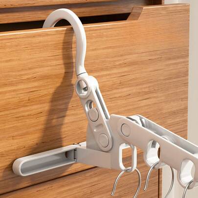 Thickened Foldable 5-Hole Clothes Hanger, Portable Wall Mount Travel Plastic Garment Rack