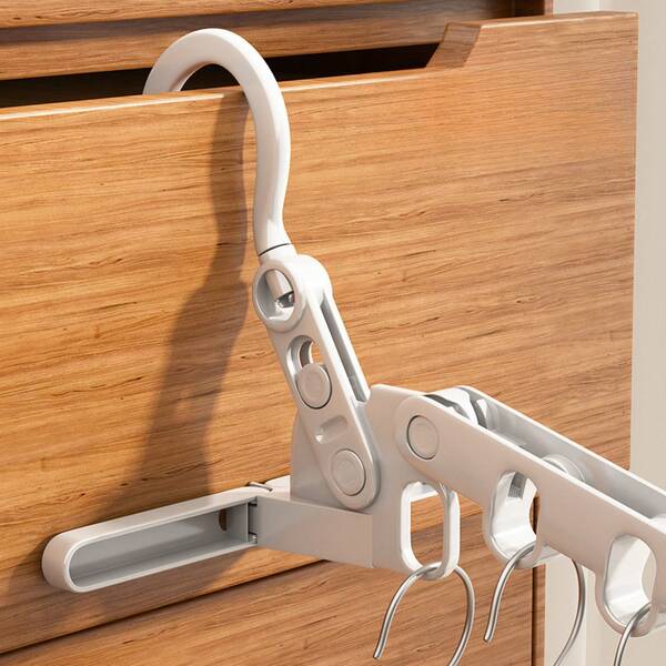 Thickened Foldable 5-Hole Clothes Hanger, Portable Wall Mount Travel Plastic Garment Rack
