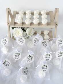 12pcs Rose Scented Candle Gift Set, Includes Organza Bags And Thank You Cards, Romantic Rose Shaped Scented Candles, Suitable For Weddings, Parties, Proposals, Home Decor - Multicolor - View 9