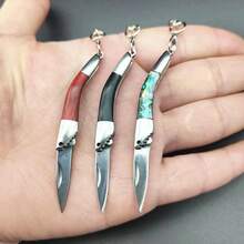 Shrimp Shaped Foldable Parcel Opener, Stainless Steel Multi-Use Keychain Unboxing Tool, Friend Holiday Gift Pick, Summer Portable Daily EDC Gadget - Shell-proof / Stainless Steel + Colored Wood / Colored / 0.02 - View 1
