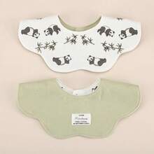 Cotton Towel For Newborn Babies, Country Floral Style Triangular Bandana For Boys And Girls, Baby Bib Accessory. - لون برتقالي - مشاهدة 1