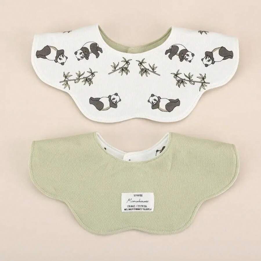 Cotton Towel For Newborn Babies, Country Floral Style Triangular Bandana For Boys And Girls, Baby Bib Accessory. - لون برتقالي - مشاهدة 1