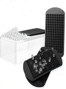 1pc,Flexible Mini Square Silicone Ice Cube Tray, 160 Small Cubes Ice Maker Mold, Easy Release Ice Tray For Cocktail Whiskey Coffee Drinks, Reusable Ice Making Mold For Home Bar Kitchen - Multicolor - View 2