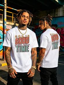 Camiseta de hombre con estampado gráfico estilo hip hop y callejero - Blanco - Ver 2