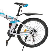 Foldable Mountain Bike, 21 Speed Mountain Bike, Mountain Bike For Youth Adult - Blue & White - View 10
