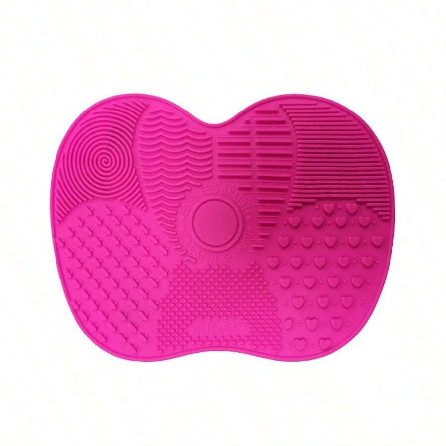 Silicone Makeup Brush Cleaning Mat With Suction Cup, Portable Makeup Brush Cleaning Tool, Apple-Shaped Silicone Makeup Brush Cleaning Pad - 紅玫瑰 - 1 朵 - 查看 1
