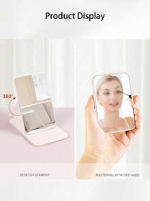 Mini Foldable Portable Makeup Mirror, Printed With Pink Flowers And A-Z Letters, With Stand, Travel Makeup Mirror, Beauty Product, Desktop Makeup Mirror, Rectangular Desktop Compact Foldable Mirror, Simple And Fashionable, Travel Portable Makeup Mirror, Women's Gift - Best Gift For Mom And Teacher. Suitable As Birthday Gift, Back To School Gift, Graduation Gift, Travel Accessory, Mother's Day Gift, Spring/Summer Essential - Multicolor - View 10