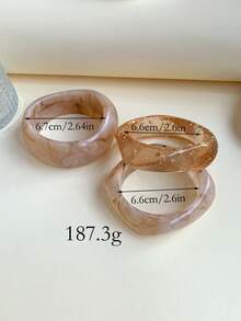 3pcs Fashionable Retro Bohemian Style Exaggerated Asymmetric Resin Bangle Set, Suitable For Women's Daily Wear, Holiday Gift - Multicolor - View 2