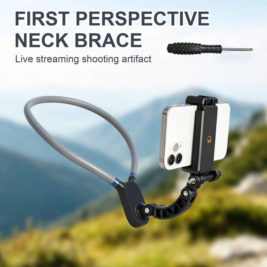 Neck Mount Phone Holder First-Person View Shooting Tool Travel Photography Outdoor Sports Fishing Cooking Vlog Head Neck Phone Mount - Black - View 1