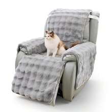 TOPCHANCES - Funda de terciopelo antideslizante para silla reclinable - Gris Claro - Ver 9