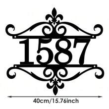 3 Sizes Available! Custom Vintage Scroll Style House Number Sign - Baroque Style Black House Number & Address Plate - House Number Sign - Black - View 13