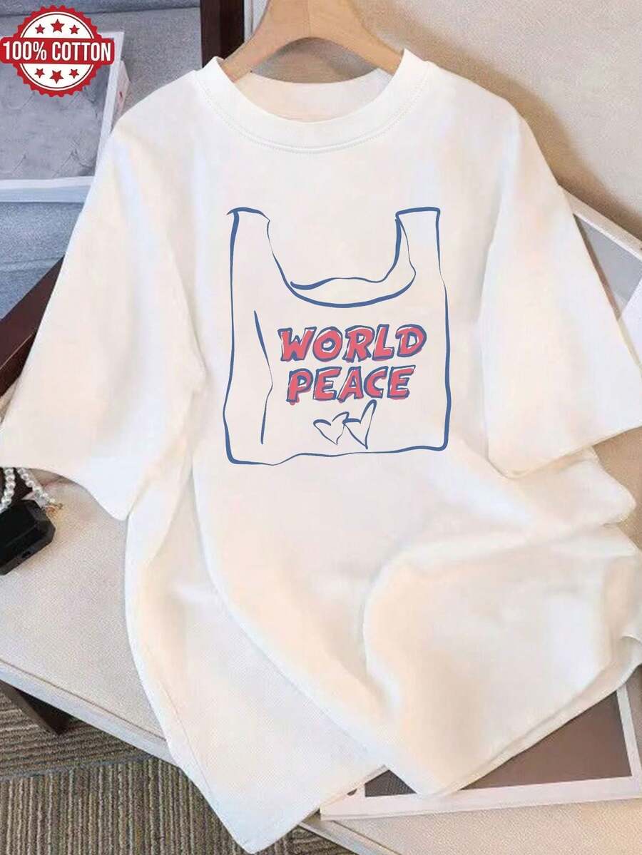Elegant Summer T-Shirt For Women, With A Relaxed Round Neck Design, Perfect For Casual Wear. This Short-Sleeved, Youthful, And Stylish T-Shirt Is Perfect For Casual Wear. - 白色 - 查看 1