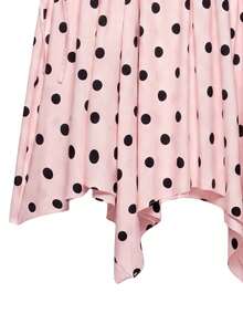 YROOE Women's Spring/Summer French Vintage Polka Dot Midi Skirt, Slim Fit Drawstring Flare Skirt Vacation - Pink - View 4