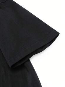 Camiseta Unisex de Algodón de Manga Corta con Estampado de un Sencillo y Alegre Gesto de Mano, Estilo Lindo - Negro - Ver 4